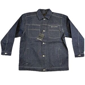 Vintage NWT Sean John Boys Large 16-18 Jacket Denim Jean Distressed Logo Y2K